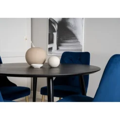 Dipp Rundt Spisebordssæt - Sort, Blå og Messing