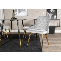 Dipp Rundt Spisebordssæt - Sort, Messing og Lysegrå