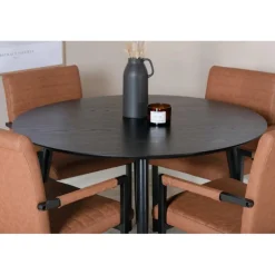 Dipp Rundt Spisebordssæt - Sort og Brun