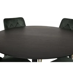 Dipp Rundt Spisebordssæt - Sort, Messing og Grøn