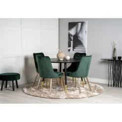 Dipp Rundt Spisebordssæt - Sort, Messing og Grøn