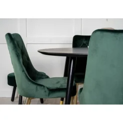 Dipp Rundt Spisebordssæt - Sort, Messing og Grøn