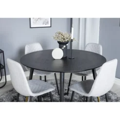 Dipp Rundt Spisebordssæt - Sort, Messing Grå
