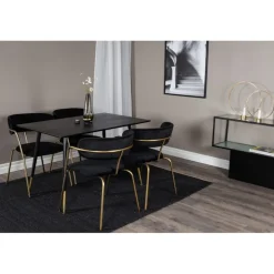 Dipp Rundt Spisebordssæt - Sort og Messing