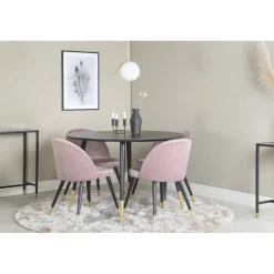 Dipp Rundt Spisebordssæt - Sort, Messing Grå