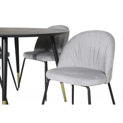 Dipp Rundt Spisebordssæt - Sort, Messing Grå