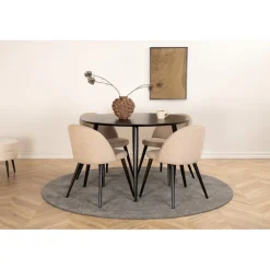 Dipp Rundt Spisebordssæt - Beige og Sort
