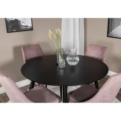 Dipp Rundt Spisebordssæt - Sort og Pink