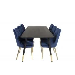 Dipp Spisebordssæt - Sort, Blå og Messing