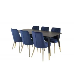 Dipp Spisebordssæt - Sort, Blå og Messing