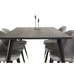 Dipp Spisebordssæt - Sort, Messing og Lysegrå