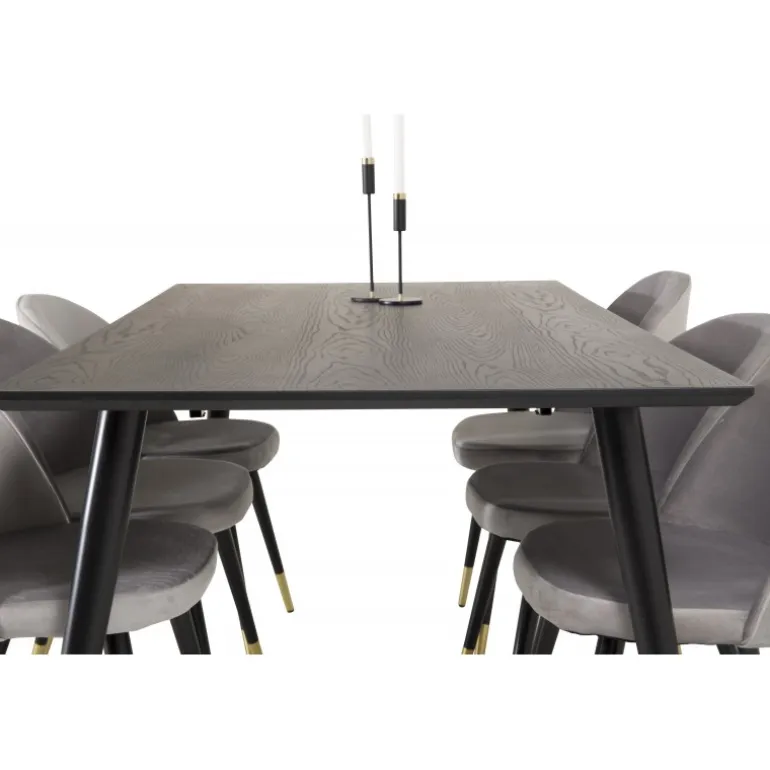 Dipp Spisebordssæt - Sort, Messing og Lysegrå