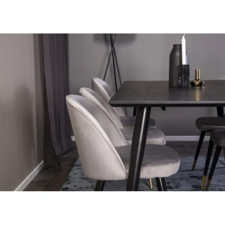 Dipp Spisebordssæt - Sort, Messing og Lysegrå
