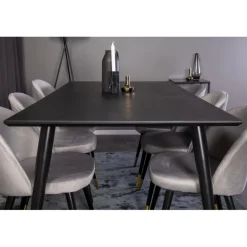 Dipp Spisebordssæt - Sort, Messing og Lysegrå