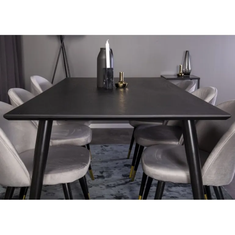 Dipp Spisebordssæt - Sort, Messing og Lysegrå