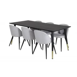 Dipp Spisebordssæt - Sort, Messing og Lysegrå