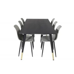 Dipp Spisebordssæt - Sort, Messing Grå