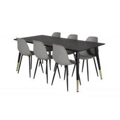 Dipp Spisebordssæt - Sort, Messing Grå