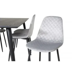 Dipp Spisebordssæt - Sort, Messing Grå