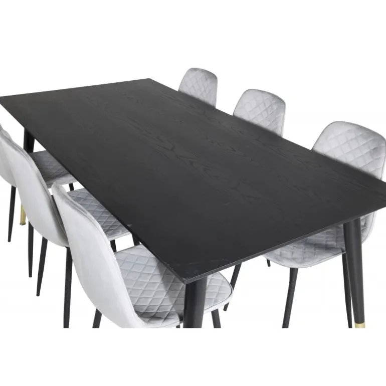 Dipp Spisebordssæt - Sort, Messing Grå