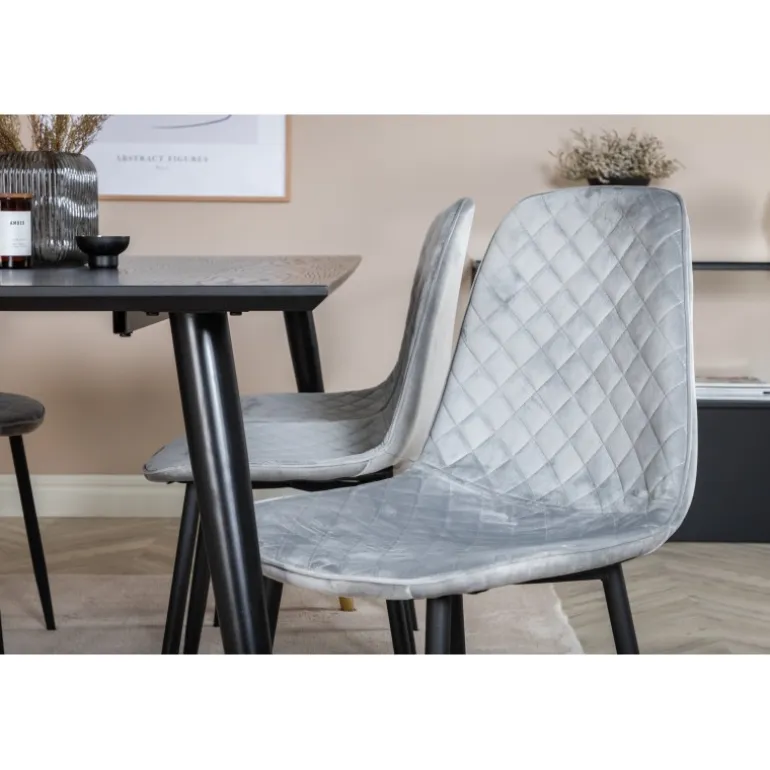 Dipp Spisebordssæt - Sort, Messing Grå