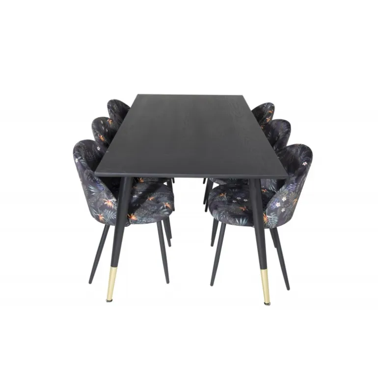 Dipp Spisebordssæt - Sort, Messing Grå