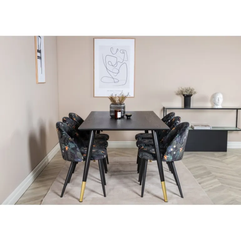 Dipp Spisebordssæt - Sort, Messing Grå