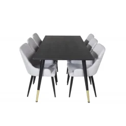 Dipp Spisebordssæt - Sort, Messing og Lysegrå