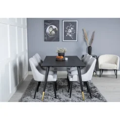 Dipp Spisebordssæt - Sort, Messing og Lysegrå