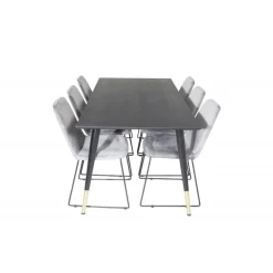 Dipp Spisebordssæt - Sort, Messing Grå