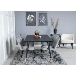 Dipp Spisebordssæt - Sort, Messing Grå