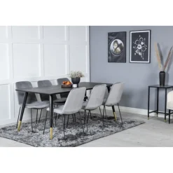 Dipp Spisebordssæt - Sort, Messing Grå