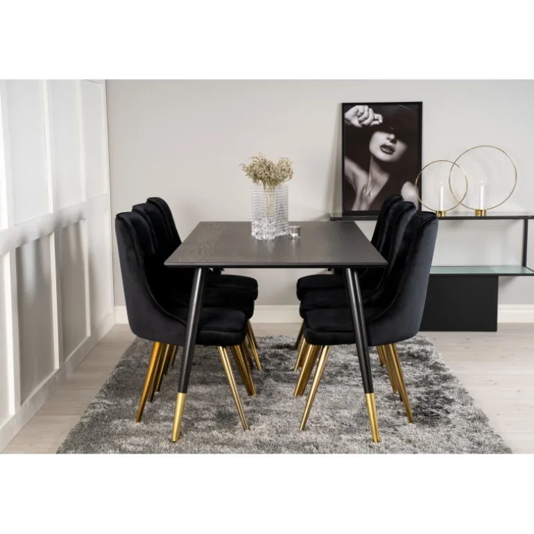 Dipp Spisebordssæt - Sort og Messing