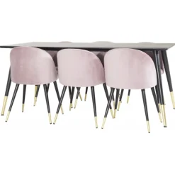 Dipp Spisebordssæt - Sort og Messing og Pink