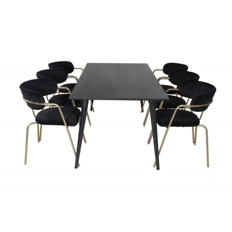 Dipp Spisebordsæt - Sort og Messing