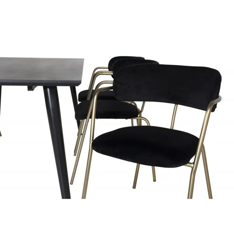 Dipp Spisebordsæt - Sort og Messing