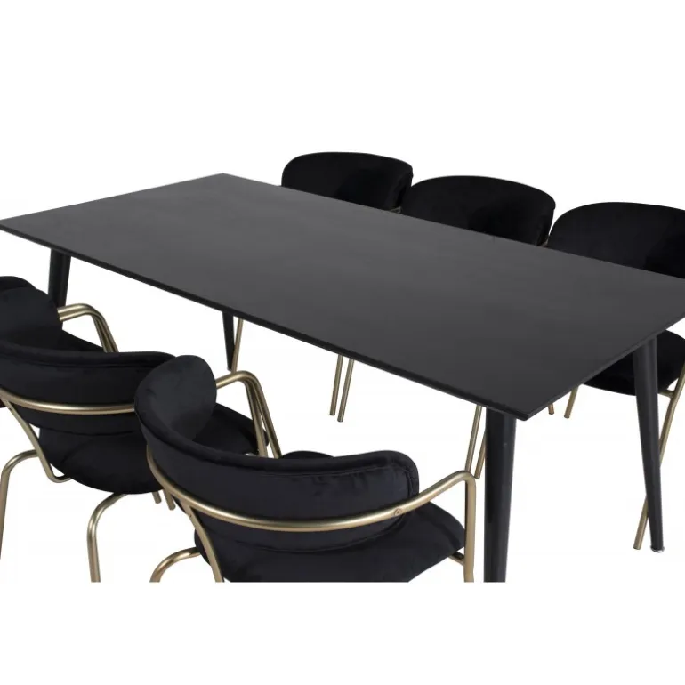 Dipp Spisebordsæt - Sort og Messing