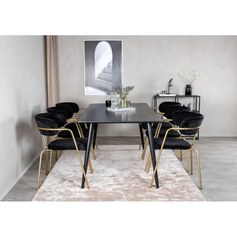 Dipp Spisebordsæt - Sort og Messing