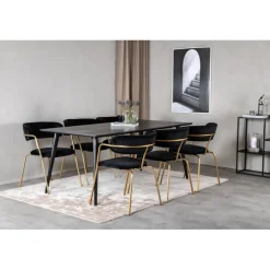 Dipp Spisebordsæt - Sort og Messing