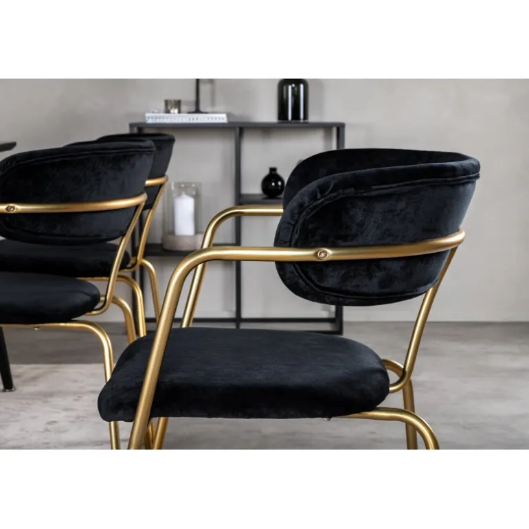 Dipp Spisebordsæt - Sort og Messing