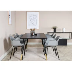 Dipp Spisestuesæt - Sort, Messing Grå