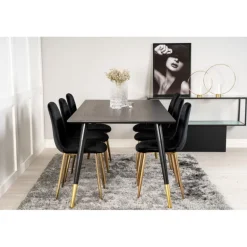 Dipp Spisestuesæt - Sort og Messing