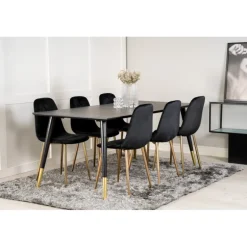 Dipp Spisestuesæt - Sort og Messing