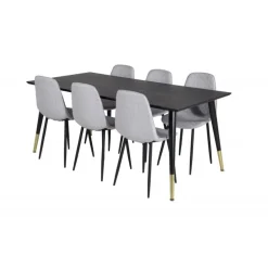 Dipp t Spisebordssæt - Sort, Messing Grå