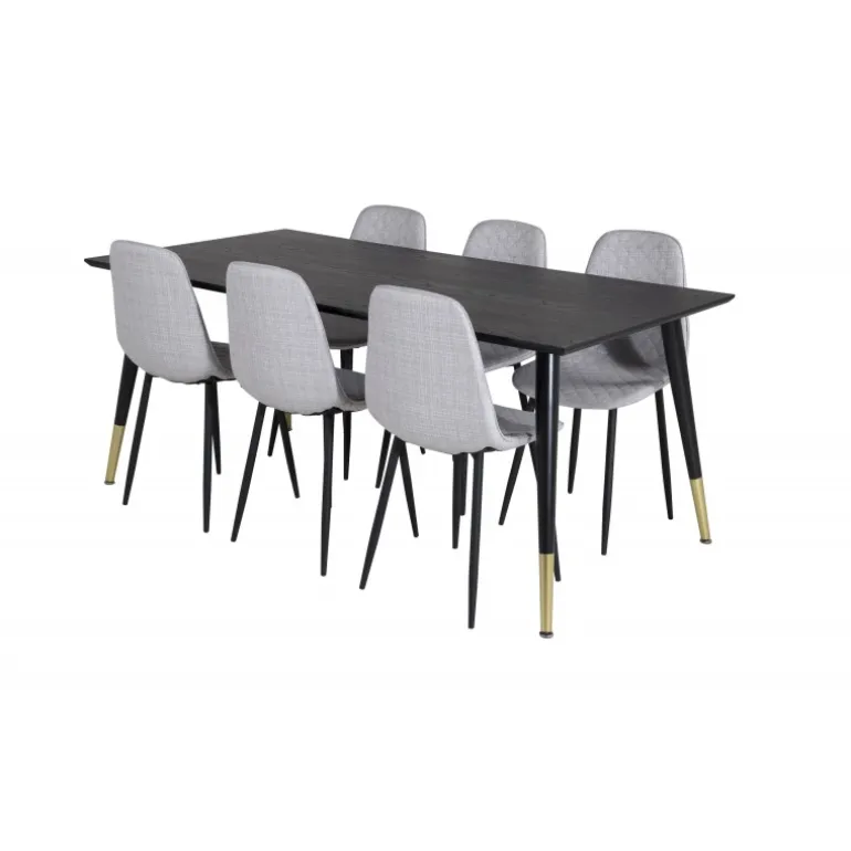 Dipp t Spisebordssæt - Sort, Messing Grå