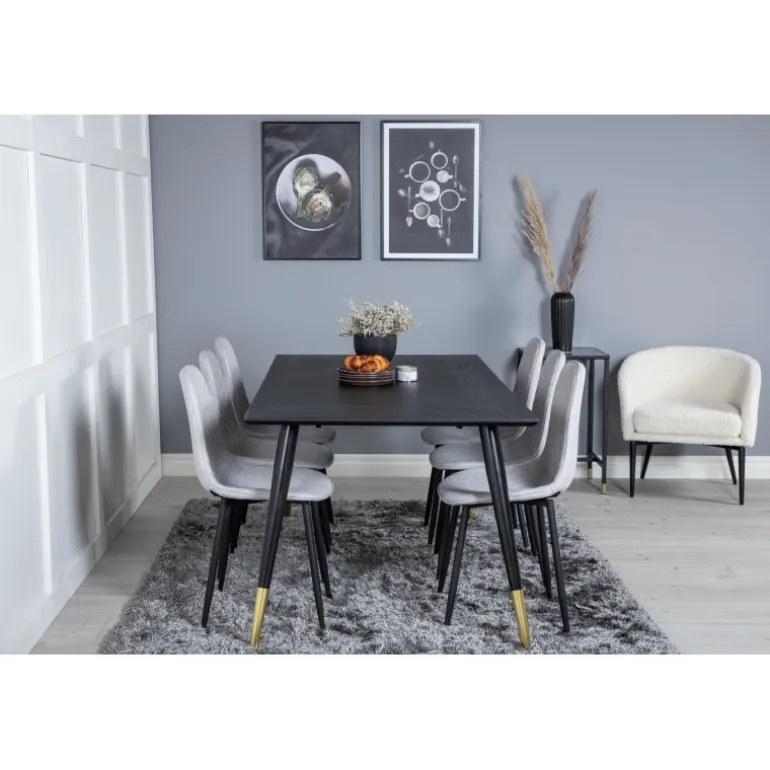 Dipp t Spisebordssæt - Sort, Messing Grå