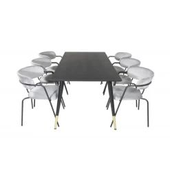 Dipp t Spisebordssæt - Sort, Messing Grå