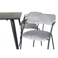 Dipp t Spisebordssæt - Sort, Messing Grå