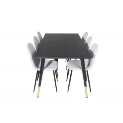 Dipp t Spisebordssæt - Sort, Messing og Lysegrå