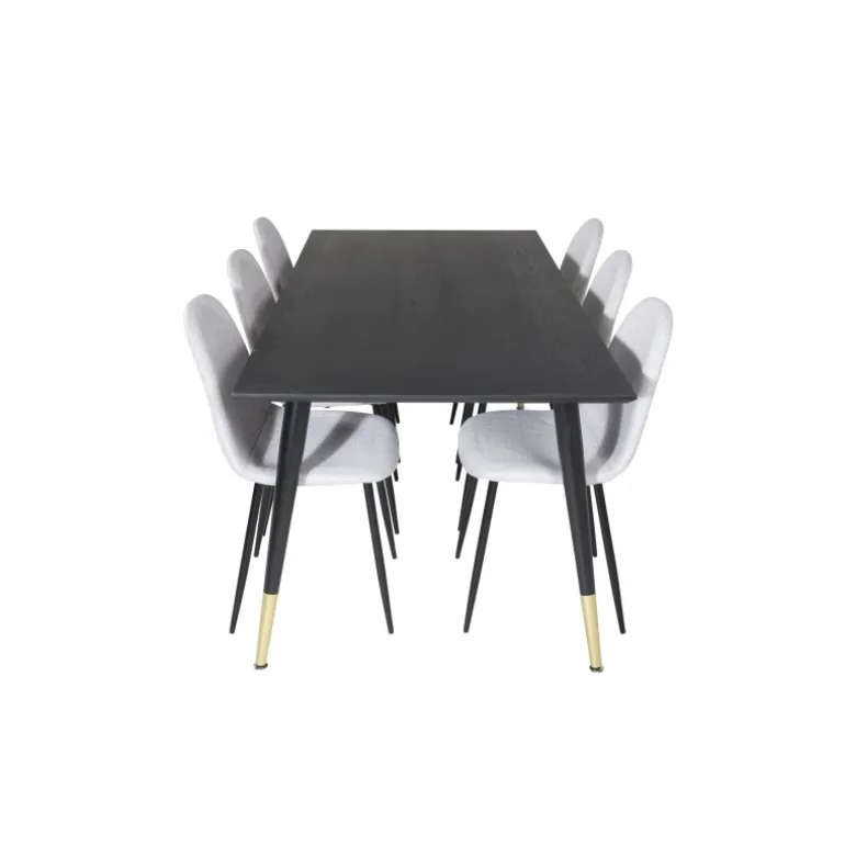 Dipp t Spisebordssæt - Sort, Messing og Lysegrå